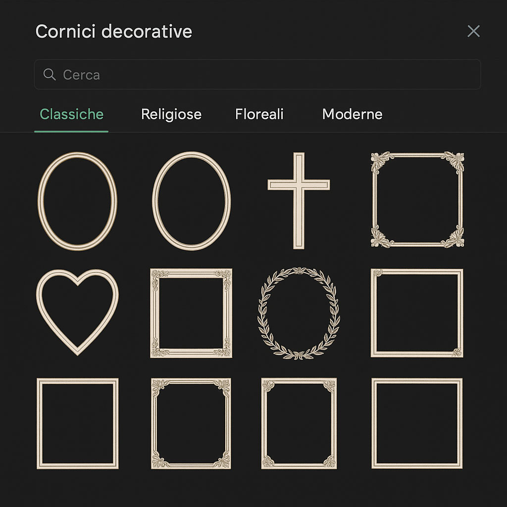 Libreria cornici decorative per foto commemorative